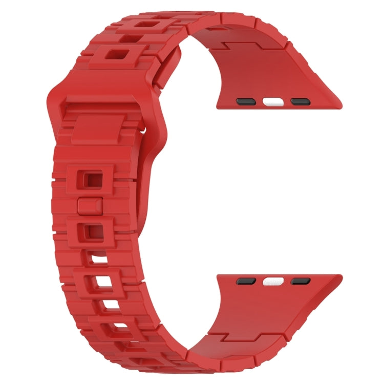 For Apple Watch 9 45mm Square Buckle Armor Style Silicone Watch Band(Red) - Watch Bands by PMC TechLife | Online Shopping South Africa | PMC TechLife