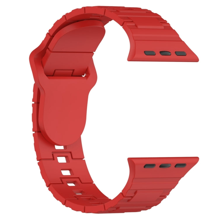 For Apple Watch 9 45mm Square Buckle Armor Style Silicone Watch Band(Red) - Watch Bands by PMC TechLife | Online Shopping South Africa | PMC TechLife