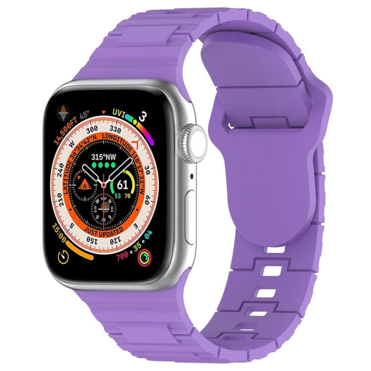 For Apple Watch 9 45mm Square Buckle Armor Style Silicone Watch Band(Purple) - Watch Bands by PMC TechLife | Online Shopping South Africa | PMC TechLife