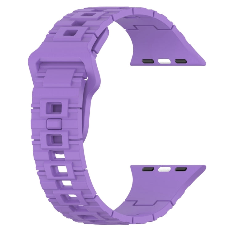 For Apple Watch 9 45mm Square Buckle Armor Style Silicone Watch Band(Purple) - Watch Bands by PMC TechLife | Online Shopping South Africa | PMC TechLife