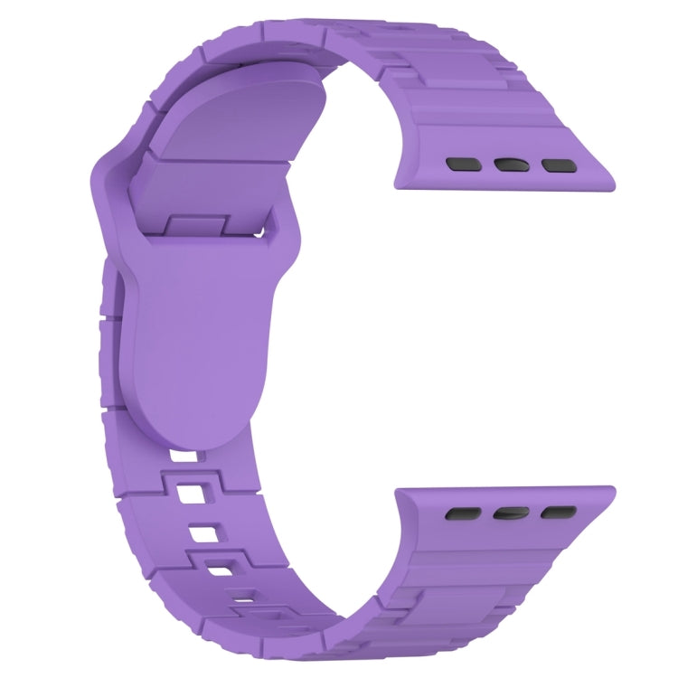 For Apple Watch 9 45mm Square Buckle Armor Style Silicone Watch Band(Purple) - Watch Bands by PMC TechLife | Online Shopping South Africa | PMC TechLife