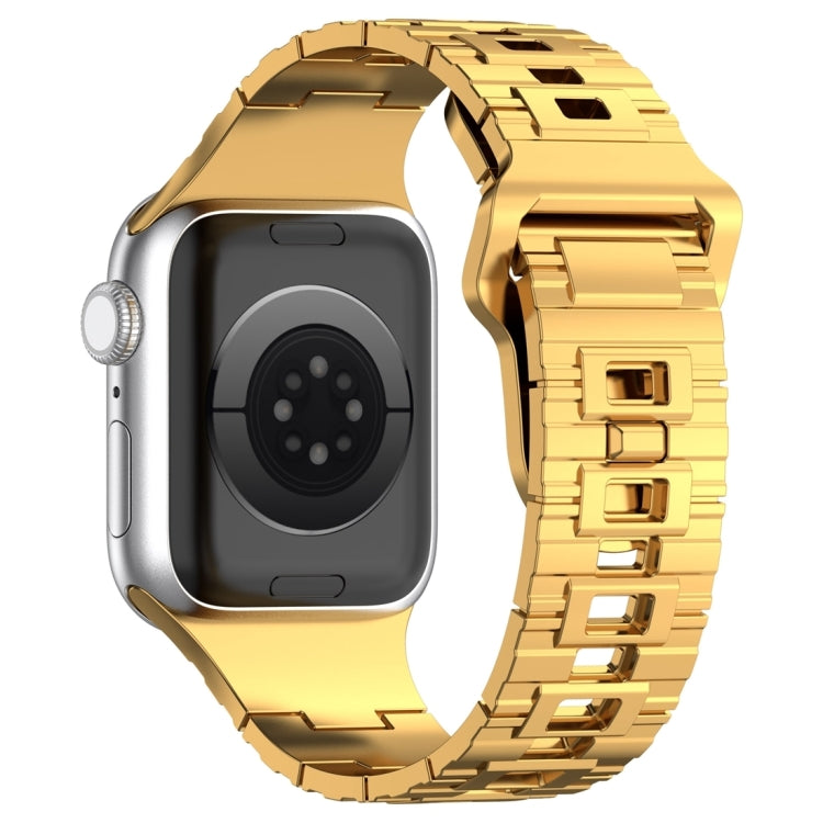 For Apple Watch 9 41mm Square Buckle Armor Style Silicone Watch Band(Plating Gold) - Watch Bands by PMC TechLife | Online Shopping South Africa | PMC TechLife