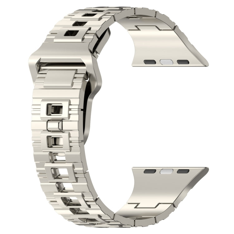For Apple Watch 9 41mm Square Buckle Armor Style Silicone Watch Band(Plating Silver) - Watch Bands by PMC TechLife | Online Shopping South Africa | PMC TechLife