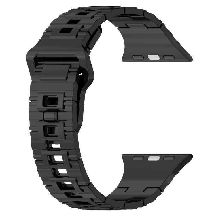 For Apple Watch 9 41mm Square Buckle Armor Style Silicone Watch Band(Plating Titanium Black) - Watch Bands by PMC TechLife | Online Shopping South Africa | PMC TechLife