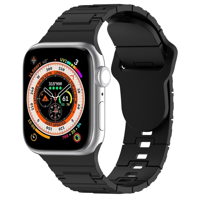 For Apple Watch 9 41mm Square Buckle Armor Style Silicone Watch Band(Black) - Watch Bands by PMC TechLife | Online Shopping South Africa | PMC TechLife