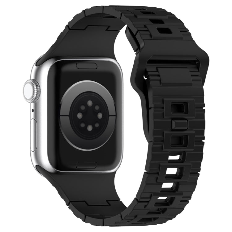 For Apple Watch 9 41mm Square Buckle Armor Style Silicone Watch Band(Black) - Watch Bands by PMC TechLife | Online Shopping South Africa | PMC TechLife