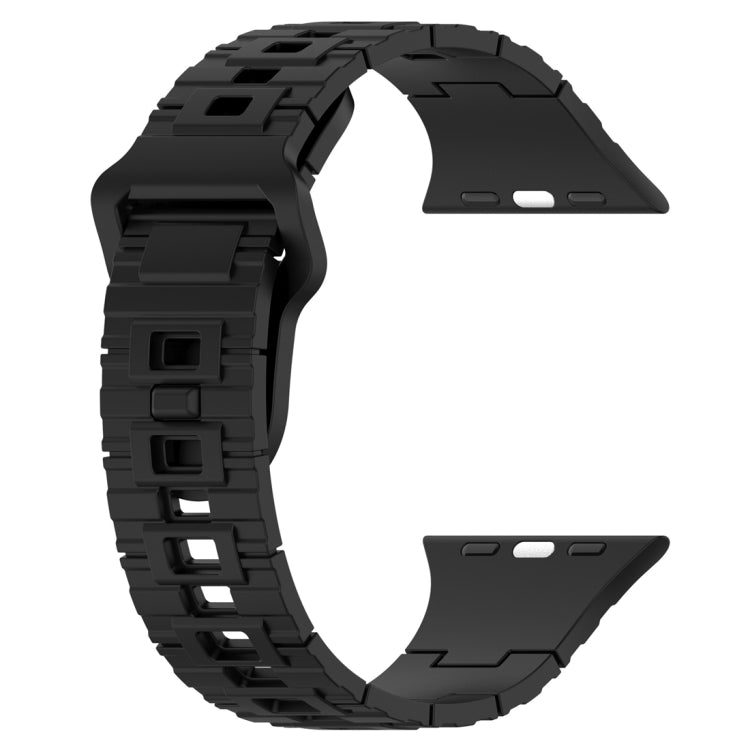 For Apple Watch 9 41mm Square Buckle Armor Style Silicone Watch Band(Black) - Watch Bands by PMC TechLife | Online Shopping South Africa | PMC TechLife