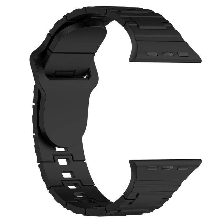 For Apple Watch 9 41mm Square Buckle Armor Style Silicone Watch Band(Black) - Watch Bands by PMC TechLife | Online Shopping South Africa | PMC TechLife