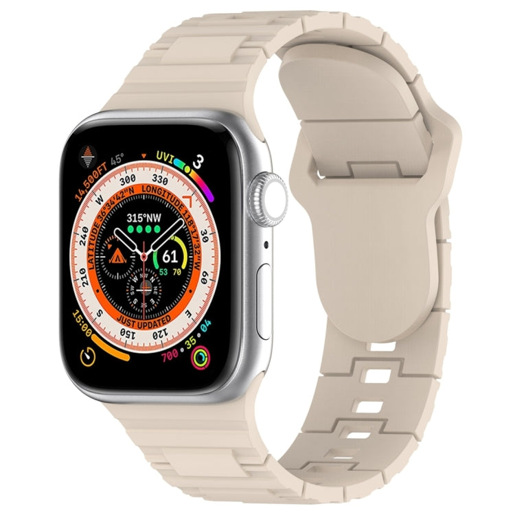 For Apple Watch 9 41mm Square Buckle Armor Style Silicone Watch Band(Ivory White) - Watch Bands by PMC TechLife | Online Shopping South Africa | PMC TechLife