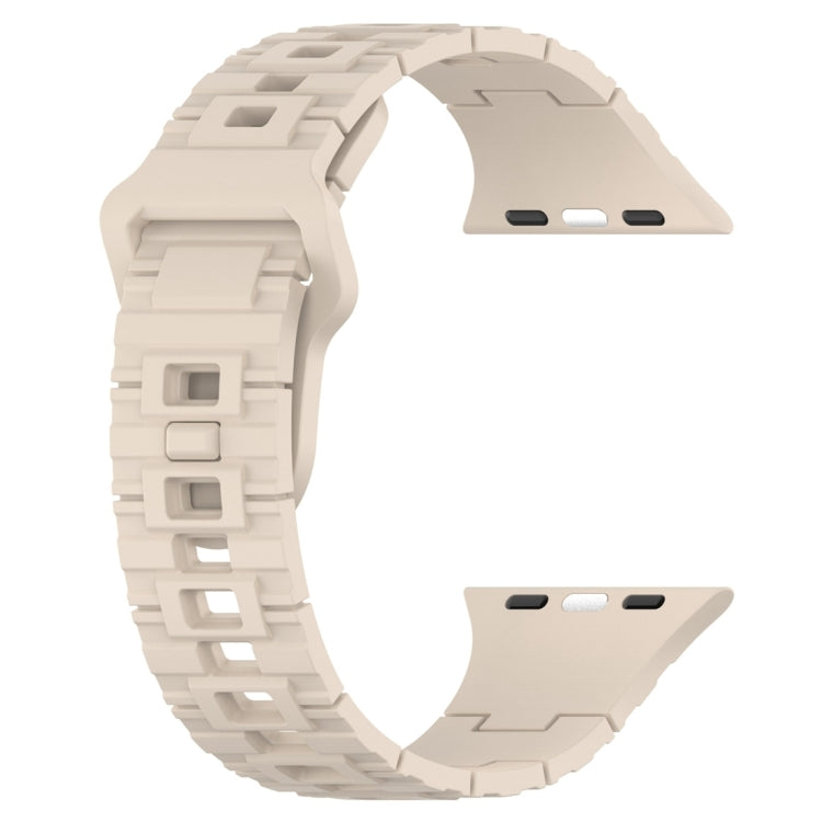 For Apple Watch 9 41mm Square Buckle Armor Style Silicone Watch Band(Ivory White) - Watch Bands by PMC TechLife | Online Shopping South Africa | PMC TechLife