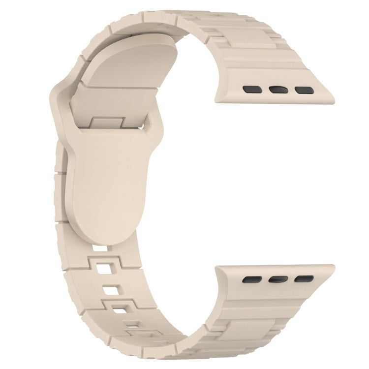 For Apple Watch 9 41mm Square Buckle Armor Style Silicone Watch Band(Ivory White) - Watch Bands by PMC TechLife | Online Shopping South Africa | PMC TechLife