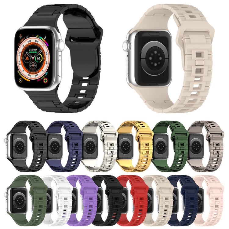 For Apple Watch 9 45mm Square Buckle Armor Style Silicone Watch Band(Red) - Watch Bands by PMC TechLife | Online Shopping South Africa | PMC TechLife