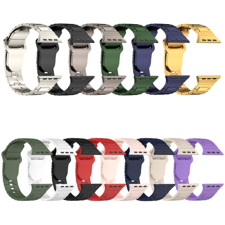 For Apple Watch 9 45mm Square Buckle Armor Style Silicone Watch Band(Red) - Watch Bands by PMC TechLife | Online Shopping South Africa | PMC TechLife