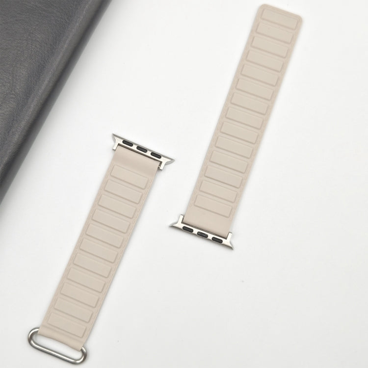 For Apple Watch 9 41mm Reverse Buckle Magnetic Silicone Watch Band(Silver Buckle Starlight) - Watch Bands by PMC TechLife | Online Shopping South Africa | PMC TechLife
