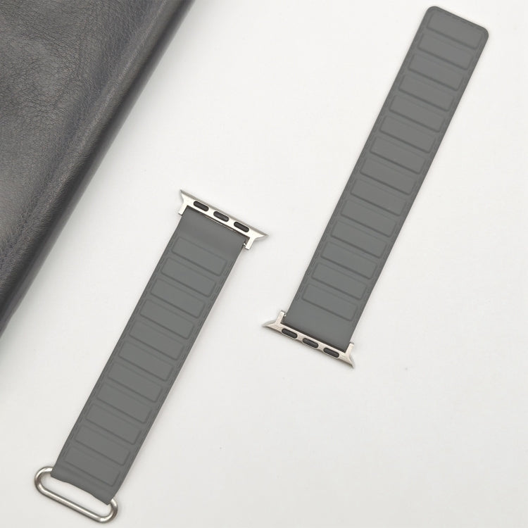 For Apple Watch 9 41mm Reverse Buckle Magnetic Silicone Watch Band(Silver Buckle Grey Brown) - Watch Bands by PMC TechLife | Online Shopping South Africa | PMC TechLife