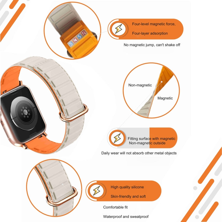 For Apple Watch 9 41mm Reverse Buckle Magnetic Silicone Watch Band(Silver Buckle Starlight) - Watch Bands by PMC TechLife | Online Shopping South Africa | PMC TechLife