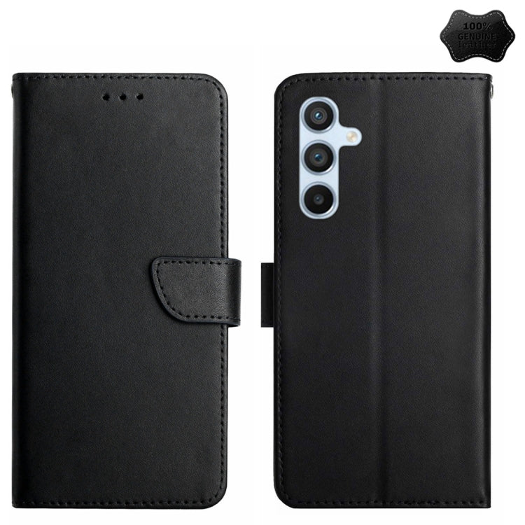 For Samsung Galaxy A25 5G HT02 Genuine Leather Fingerprint-proof Flip Phone Case(Black) - free shipping - PMC TechLife - Order now!
