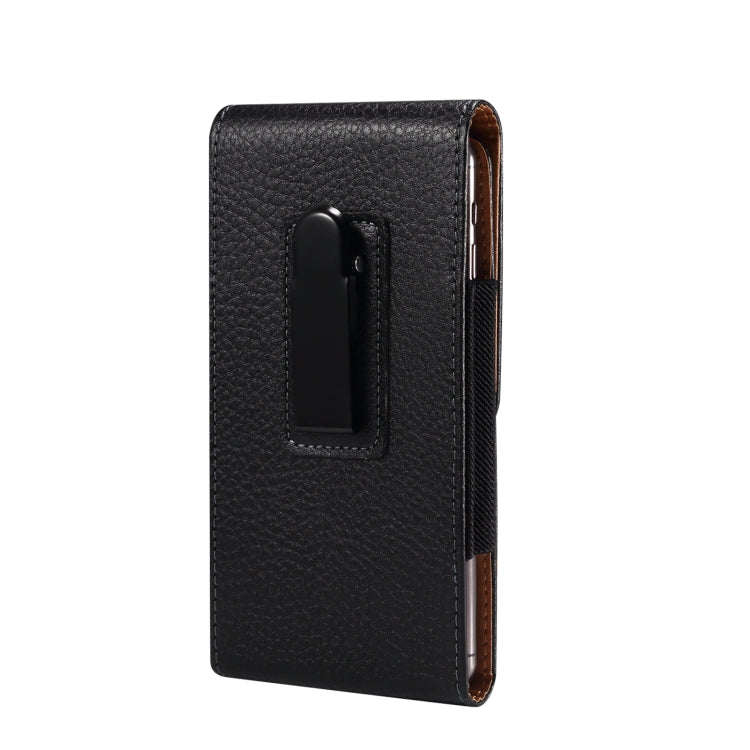 For 6.7-6.9 inch Phone Litchi Texture Iron Clip Back Buckle Waist-mounted Phone Case Vertical Plate(Black) - More Brand by PMC Jewellery | Online Shopping South Africa | PMC Jewellery