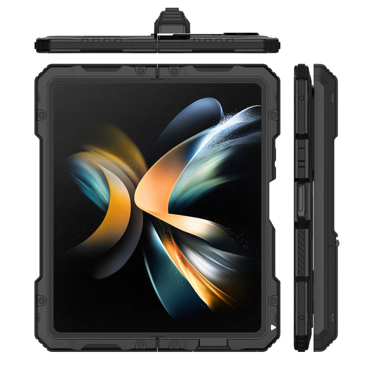 For Samsung Galaxy Z Fold4 LK Metal Shockproof Life Waterproof Dustproof Phone Case with Folding Holder(Black) - free shipping - PMC TechLife - Order now!