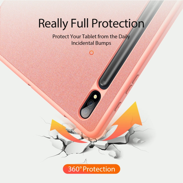 For Samsung Galaxy Tab S9+ DUX DUCIS Domo Series Cloth Texture Magnetic Leather Tablet Case(Pink) - free shipping - PMC TechLife - Order now!