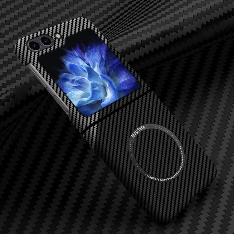 For Samsung Galaxy Z Flip5 Carbon Fiber Texture MagSafe Magnetic Phone Case(Black Silver) - Galaxy Z Flip5 Cases by PMC TechLife | Online Shopping South Africa | PMC TechLife