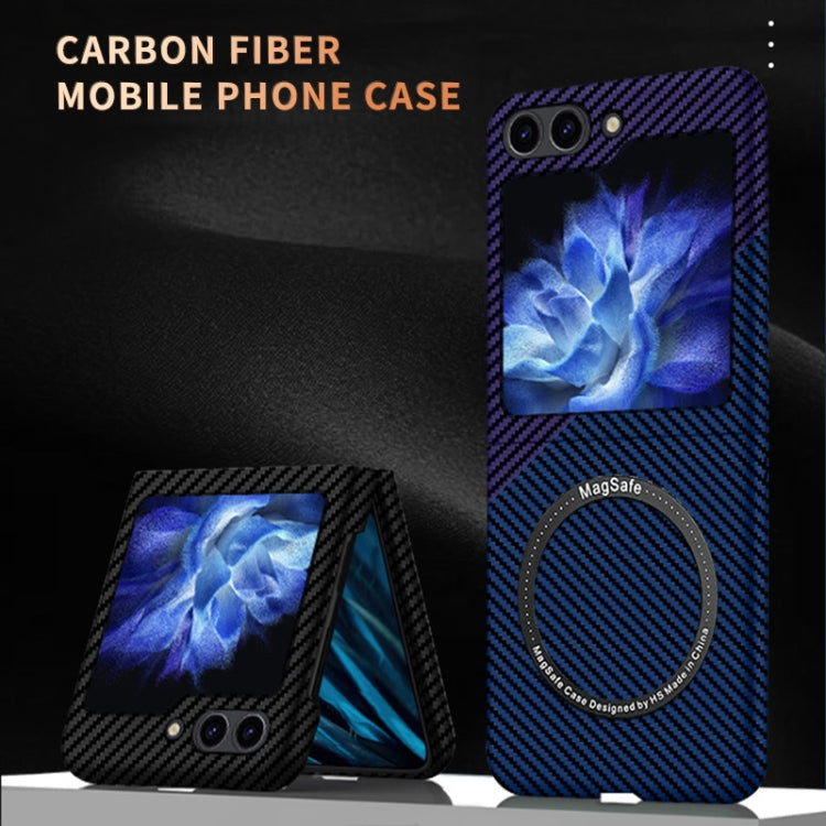 For Samsung Galaxy Z Flip5 Carbon Fiber Texture MagSafe Magnetic Phone Case(Black Silver) - Galaxy Z Flip5 Cases by PMC TechLife | Online Shopping South Africa | PMC TechLife