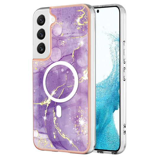 For Samsung Galaxy S22 5G Marble Pattern Dual-side IMD Magsafe TPU Phone Case(Purple 002) - Galaxy S22 5G Cases by PMC Jewellery | Online Shopping South Africa | PMC Jewellery