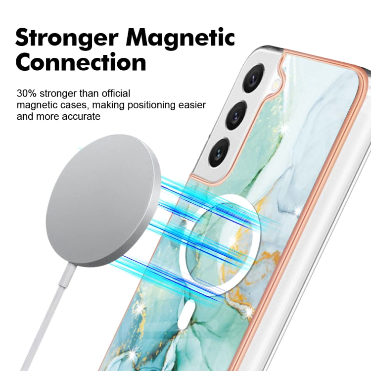 For Samsung Galaxy S22 5G Marble Pattern Dual-side IMD Magsafe TPU Phone Case(Green 003) - Galaxy S22 5G Cases by PMC TechLife | Online Shopping South Africa | PMC TechLife