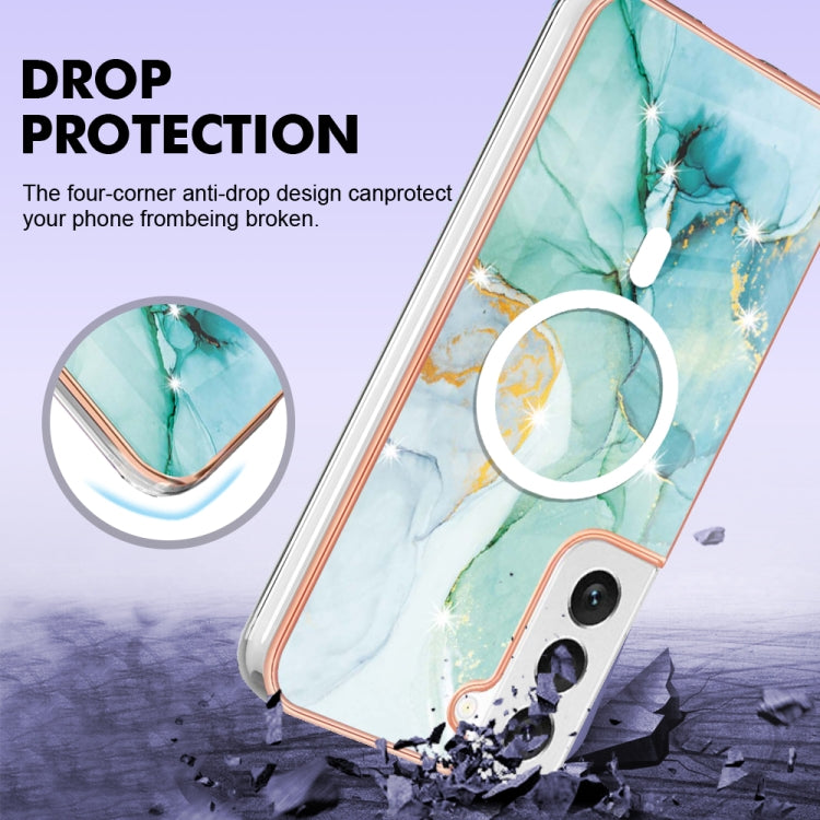 For Samsung Galaxy S22 5G Marble Pattern Dual-side IMD Magsafe TPU Phone Case(Green 003) - Galaxy S22 5G Cases by PMC TechLife | Online Shopping South Africa | PMC TechLife