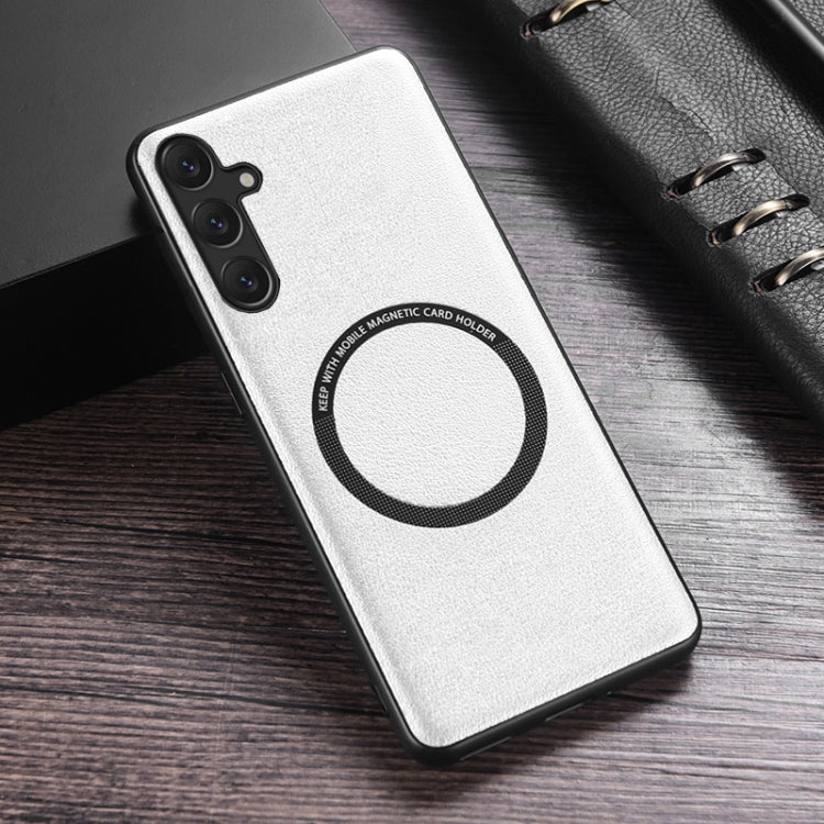 For Samsung Galaxy A35 MagSafe Magnetic PU Phone Case(White) - Galaxy Phone Cases by PMC TechLife | Online Shopping South Africa | PMC TechLife