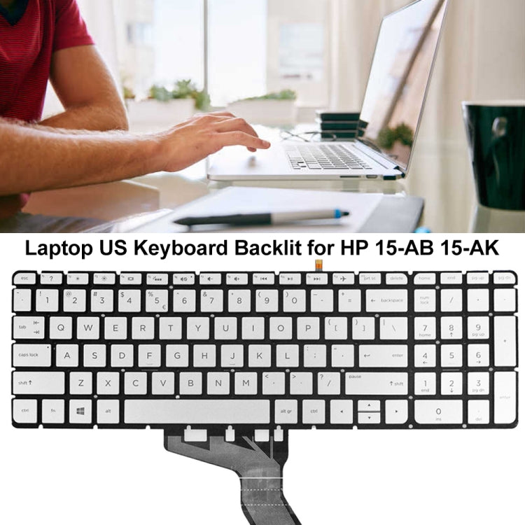 For HP 15-AB / 15-AK US Version Laptop Backlight Keyboard(Silver) - HP Spare Parts by PMC TechLife | Online Shopping South Africa | PMC TechLife