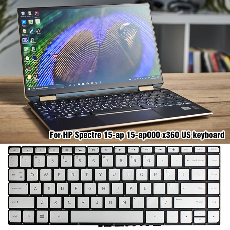 For HP Spectre 15-AP US Version Laptop Backlight Keyboard(Silver) - HP Spare Parts by PMC TechLife | Online Shopping South Africa | PMC TechLife | Buy Now Pay Later Mobicred