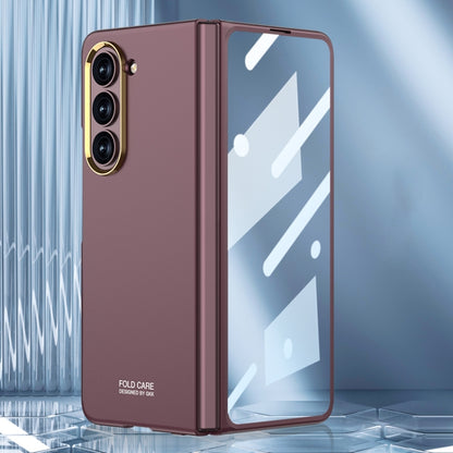 For Samsung Galaxy Z Fold5 GKK Integrated Ultra-thin Electroplating Lens Frame Phone Case(Wine Red) - Galaxy Z Fold5 Cases by GKK | Online Shopping South Africa | PMC Jewellery