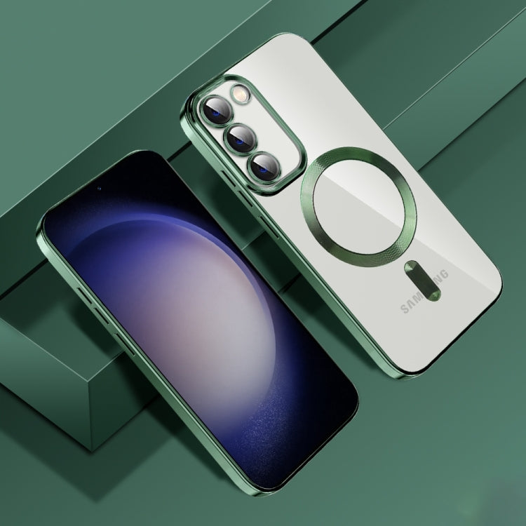 For Samsung Galaxy S20 Ultra CD Texture Plating TPU MagSafe Phone Case with Lens Film(Dark Green) - Galaxy Phone Cases by PMC TechLife | Online Shopping South Africa | PMC TechLife