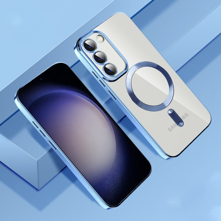 For Samsung Galaxy S20 Ultra CD Texture Plating TPU MagSafe Phone Case with Lens Film(Sierra Blue) - Galaxy Phone Cases by PMC TechLife | Online Shopping South Africa | PMC TechLife