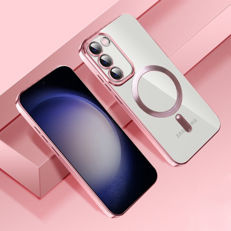 For Samsung Galaxy S20 Ultra CD Texture Plating TPU MagSafe Phone Case with Lens Film(Pink) - Galaxy Phone Cases by PMC TechLife | Online Shopping South Africa | PMC TechLife