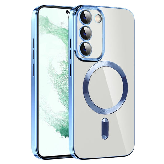 For Samsung Galaxy S22+ 5G CD Texture Plating TPU MagSafe Phone Case with Lens Film(Sierra Blue) - Galaxy S22+ 5G Cases by PMC Jewellery | Online Shopping South Africa | PMC Jewellery | Buy Now Pay Later Mobicred