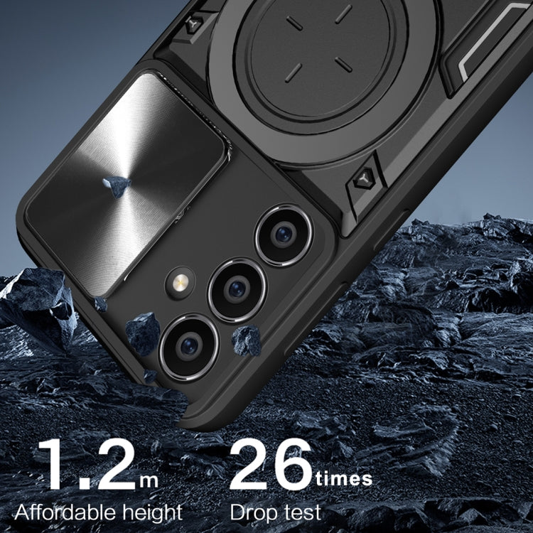 For Samsung Galaxy S23 FE 5G CD Texture Sliding Camshield Magnetic Holder Phone Case(Silver) - free shipping - PMC TechLife - Order now!
