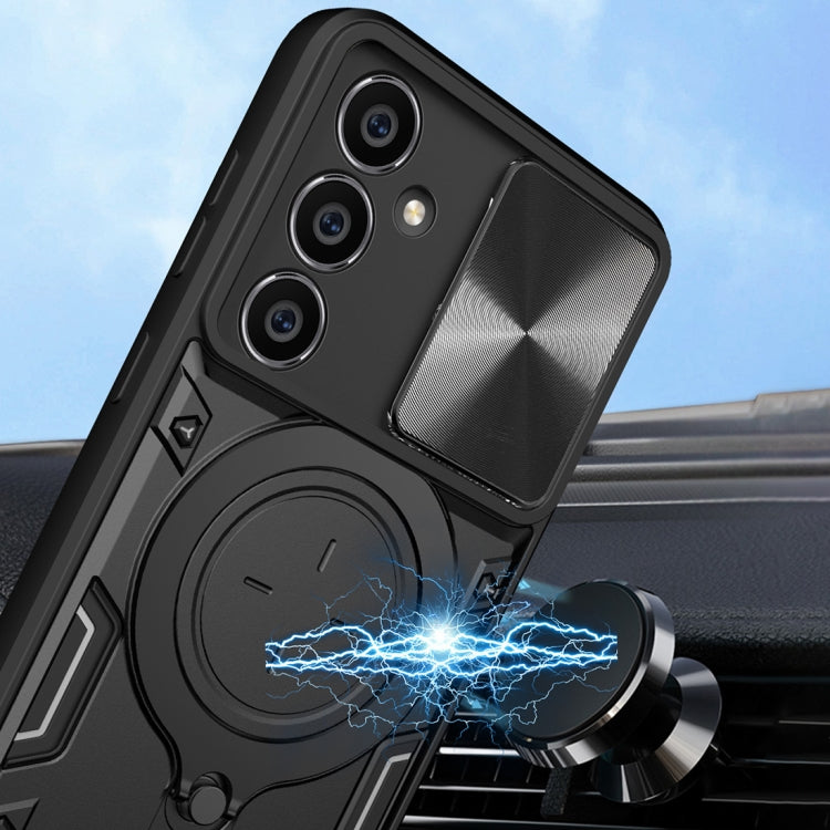 For Samsung Galaxy S23 FE 5G CD Texture Sliding Camshield Magnetic Holder Phone Case(Silver) - free shipping - PMC TechLife - Order now!
