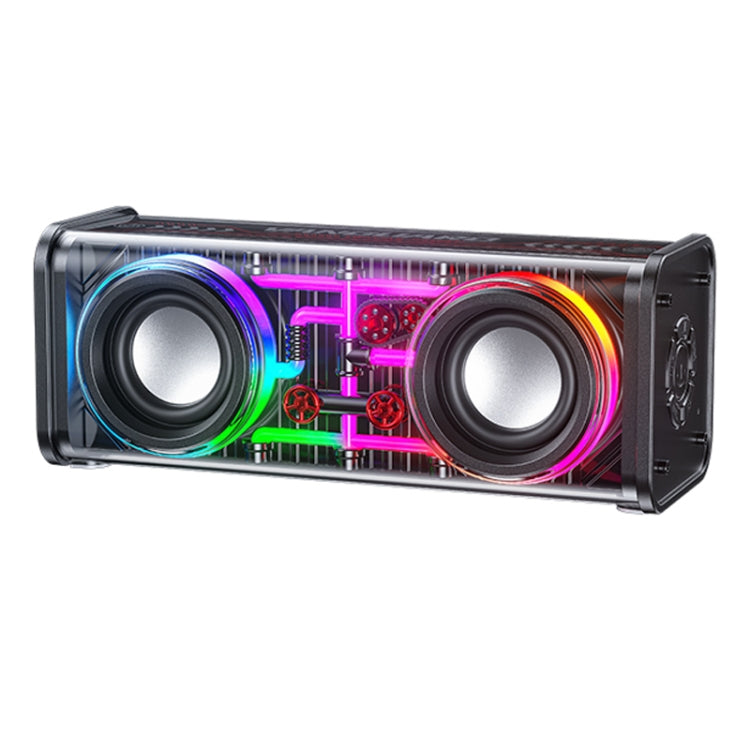 WK D45 10W Dual Speaker Transparent Mecha Bluetooth Speaker(Black) - free shipping - PMC TechLife - Order now!