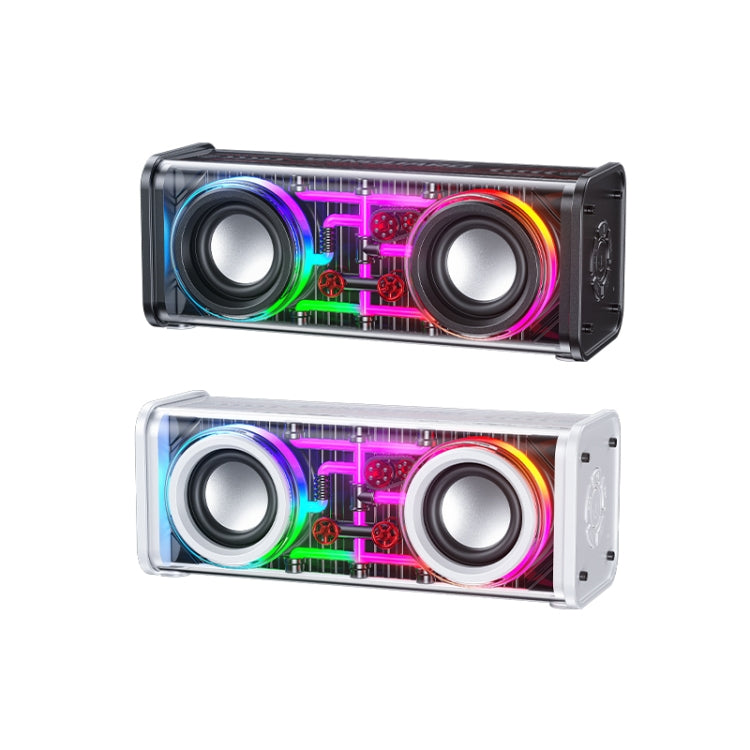 WK D45 10W Dual Speaker Transparent Mecha Bluetooth Speaker(Black) - free shipping - PMC TechLife - Order now!