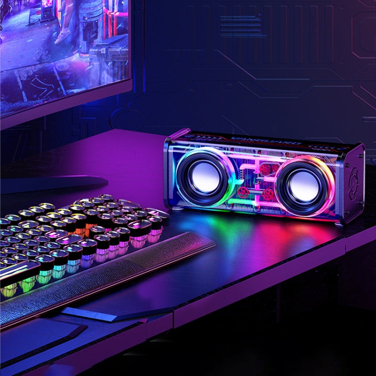 WK D45 10W Dual Speaker Transparent Mecha Bluetooth Speaker(Black) - free shipping - PMC TechLife - Order now!