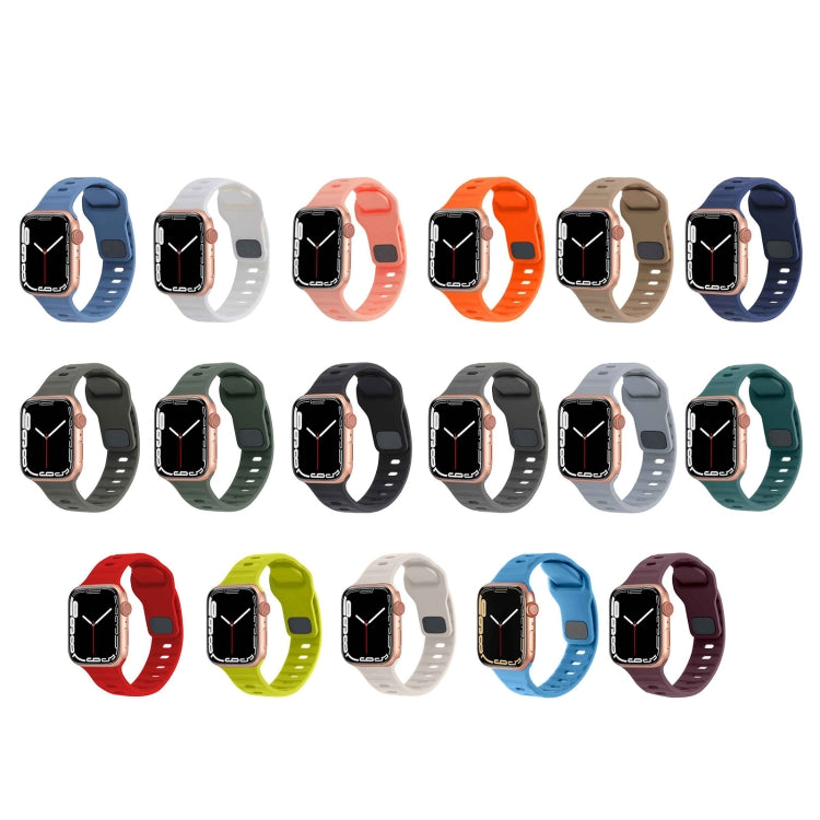 For Apple Watch Series 9 41mm Square Buckle Stripes Silicone Watch Band(Brown) - Watch Bands by PMC TechLife | Online Shopping South Africa | PMC TechLife | Buy Now Pay Later Mobicred