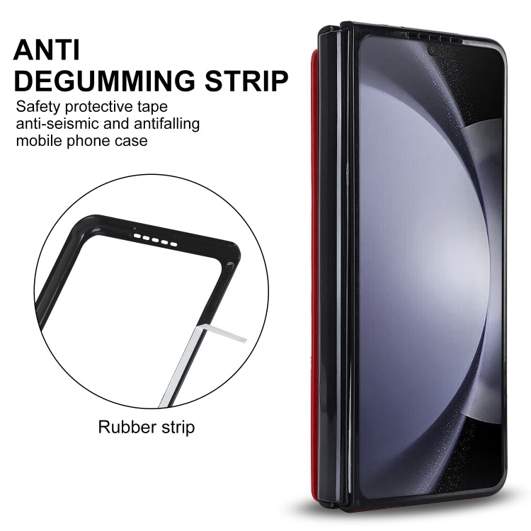 For Samsung Galaxy Z Fold5 Full Coverage Fold Double Buckle PU Phone Case with Pen Slots(Red) - Galaxy Z Fold5 Cases by PMC TechLife | Online Shopping South Africa | PMC TechLife | Buy Now Pay Later Mobicred