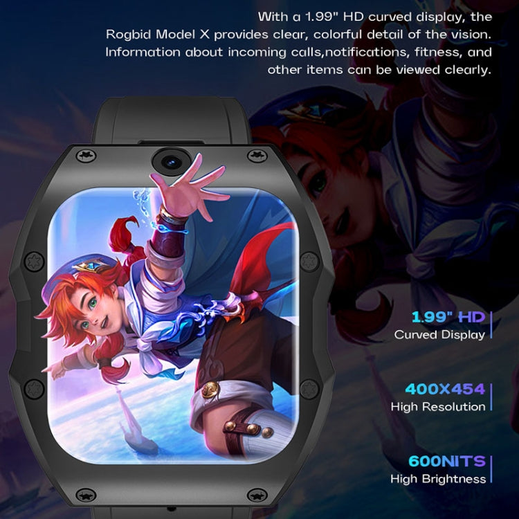 Model X 1.99 inch IP68 Waterproof Android 9.0 4G Dual Cameras Matte Smart Watch, Specification:2GB+16GB(Black) - Android Watch by PMC TechLife | Online Shopping South Africa | PMC TechLife | Buy Now Pay Later Mobicred