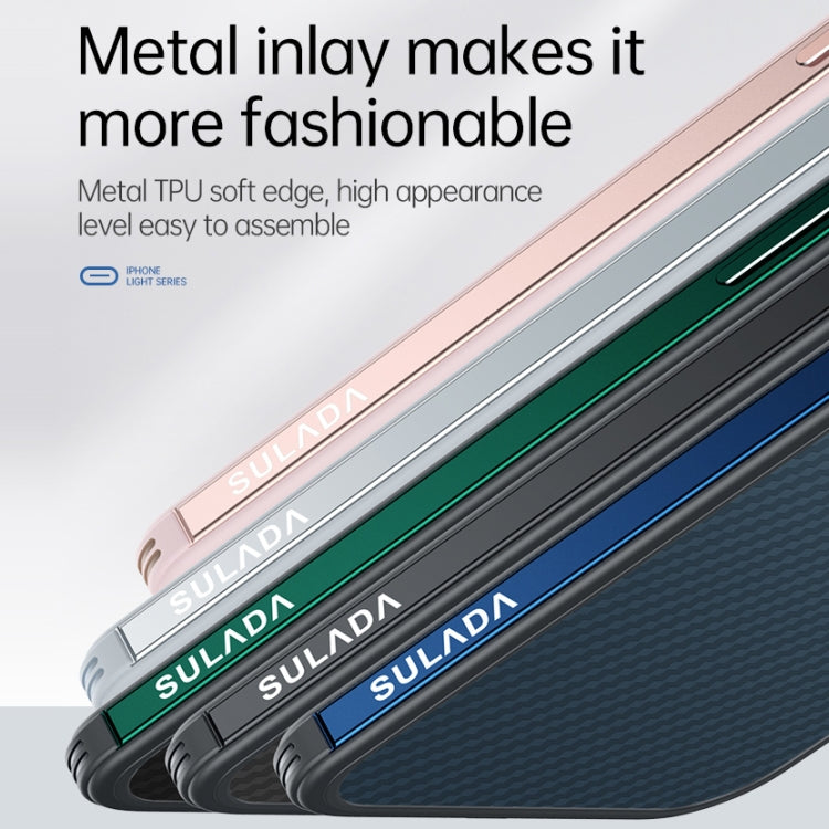 For iPhone 13 Pro Max SULADA Luxury 3D Carbon Fiber Textured Metal + TPU Frame Phone Case(Silver) - free shipping - PMC TechLife - Order now!