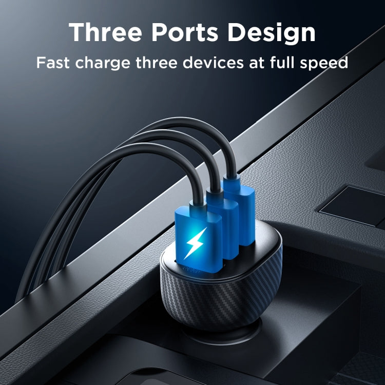 JOYROOM JR-CCD03 3.4A 3 x USB Ports Digital Display Car Charger(Black) - Car Charger by JOYROOM | Online Shopping South Africa | PMC TechLife | Buy Now Pay Later Mobicred