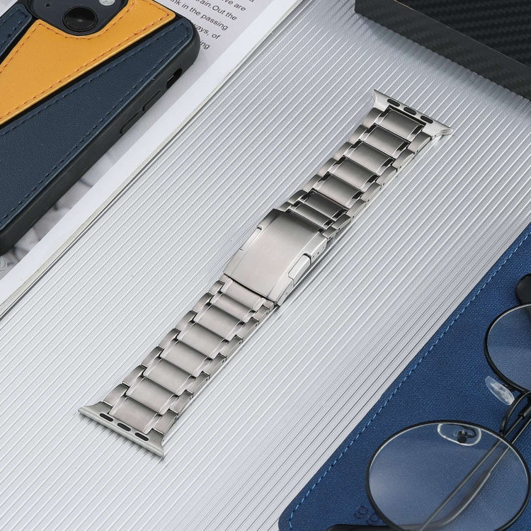 For Apple Watch Series 9 45mm Five Beads Turtle Buckle Titanium Steel Watch Band(Silver) - Watch Bands by PMC TechLife | Online Shopping South Africa | PMC TechLife