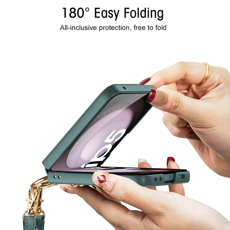 For Samsung Galaxy Z Flip5 GKK Ultra-thin PC Full Coverage Ring Holder Phone Case with Strap(Black) - free shipping - PMC TechLife - Order now!