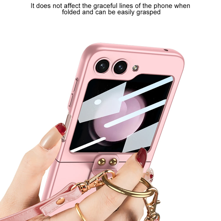 For Samsung Galaxy Z Flip5 GKK Ultra-thin PC Full Coverage Ring Holder Phone Case with Strap(Silver) - Galaxy Z Flip5 Cases by GKK | Online Shopping South Africa | PMC TechLife | Buy Now Pay Later Mobicred